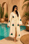 Cactus Patterned Hand Printed Muslin Kimono Beach Dress Oversize Pareo Kaftan 100% Cotton Women's Bathrobe - 5