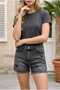 Anthracite Snow Washed High Waist Lycra Women's Shorts Jeans New - 4