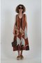 Taba Abstract Patterned V-Neck Dress - 3