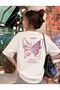 Women's Pink Butterfly Printed Comfortable T-Shirt Suitable for Daily Use
