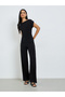 Black Solid Knit Top and Straight Leg Pants Co-Ords - 2