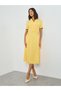 Yellow Buckle Detail Fold Pleat Midi Dress - 3