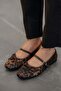 Nina Bow-Tied Suede Ballerina Flats with Belted Top Leopard - 2
