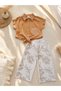 Girl's camel-colored 95% cotton tie-front woven shirt with ecru wide-leg woven pants - special occasion holiday outfit - 4