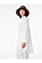 Cotton Floral Embroidery Detailed Embroidered 3/4 Sleeve Shirt Collar Oversize Tunic Dress - 3