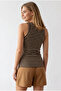 Women's Brown Striped Viscose Blouse Blz-19003369 - 4