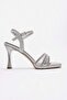 Women's 3-Stone Ribbed Heel Painted Heeled Sandals Silver Glitter - 2