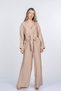 Women's Summer Beige Carmina Elegant Front Tie Detailed Jacket Collar Blouse and Pantoon Set Stylish Daily Comfortable Two-Piece 1323 - 2