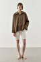 Wide Collar Tencel Shirt Khaki