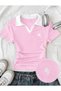 Women's Polo Collar Embroidery Detailed Camisole Slim Fit T-Shirt - 6