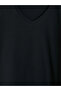 Black V-Neck Blouse with Embroidery Detail - 2