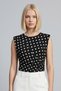 Kawer Slim Fit Polka Dot Gathered Detailed Women's Bodysuit & Blouse & Body - Black - 3