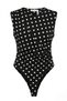 Kawer Slim Fit Polka Dot Gathered Detailed Women's Bodysuit & Blouse & Body - Black - 5