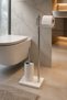 Marble Toilet Brush and Toilet Paper Holder Set Standing Bathroom Set Brass Material - 2