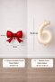 Red Bow & Cream 6 Number Foil Balloon Set - 2