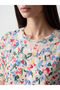 Original Oval Collar Patterned Women's T-Shirt - 3