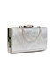 Silver Ankle-Strapped Pointed-Toe Evening and Event High-Heeled Shoes and Bag Set - 2