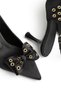 Perla Women's Black Satin Bow with Gold Detail Classic Heeled Shoes - 3