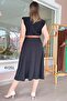 Padded Belted Midi Dress Comfortable Fit - 5