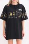 Women's Short Sleeve Summer T-Shirt Crew Neck Printed Oversize T-Shirt - Black - 3