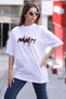 Women's Printed T-Shirt Short Sleeve Crew Neck Oversize Comfortable Fit Casual T-Shirt - White Mariposa Sec
