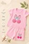 Baby Girl Cherry Patterned Cotton Shorts Set - 2