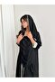 Mwt795 Black Crepe Abaya with Indian Linen Fabric Inserts - 8