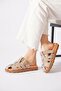 Denam Caged Stone Genuine Leather Women's Slippers Beige - 3