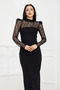 Strapless Dress with Lace Bolero Detail - Black - 5