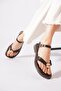Lensar Women's Sandals with Flip-Flop Buckle, Brown - 3