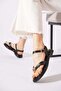 Lensar Women's Sandals with Flip-Flop Buckle, Black