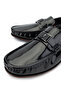 Men's Genuine Leather Black Opening Loafer Shoes - 3