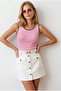 Women's Pink Garnished Ribbed Cotton Blouse Blz-19003367 - 3