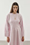 Linen Pleated Zipper Dress Pink - 5