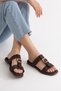 Gala Women's Brown Suede Buckle Detailed Comfortable Daily Slippers - 2