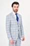 Plaid Slim Fit Mono Collar Classic Men's Suit Navy Blue - 45467.26Y - 6