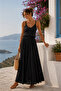 Women's Voile Fabric Crinkled Skirt with Elastic Waist and Long Lining - 2