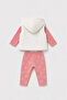 Teddy Bear Detailed Vest and Pants Girls' 3-Piece Set - 3