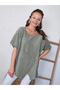 Women's Khaki Asymmetrical Buttoned Cotton Linen Blouse Loose Tunic Pinterest - 5