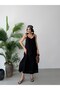 Black Adjustable Strap Lined Muslin Dress - 4
