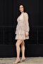 Layered Mini Lace Dress - Beige - 6