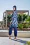 Full Covered Hijab Swimsuit Navy Blue Zippered Long Sleeve C8T2N2O62-3 - 2