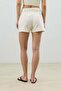 Ecru Pleated Women's Shorts - 5