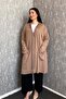 Women's Plus Size Long Cardigan with Stone Collar and Pockets, 3 Buttons 904-3 - 3