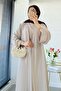 Stone Embellished Double Abaya Set - Stone - 7