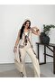 Women's Beige Embroidered Vest and Trousers Two-Piece Set - 2