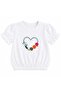 Girl's Floral Embroidered Daisy Patterned T-Shirt Skirt Set (with Buckle Gift) - 2