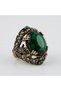 Bronze Vintage Women's Ring Authentic Copper Jewelry Green Stone Zircon Inlaid Oval Sultans Adjustable - 3