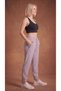 Women's Gray Elastic Waistband 3-Pocket Zippered Parachute Sweat-Wicking Trousers with Back Pockets - 3