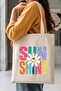 حقيبة كتف من القماش الخام مطبوع عليها "Sunshine" |   35×40 سم - 2
